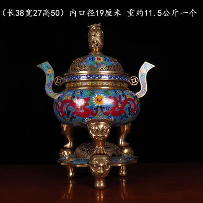 Incense burner household indoor living room copper body filigree enamel color pure copper incense burner accessories