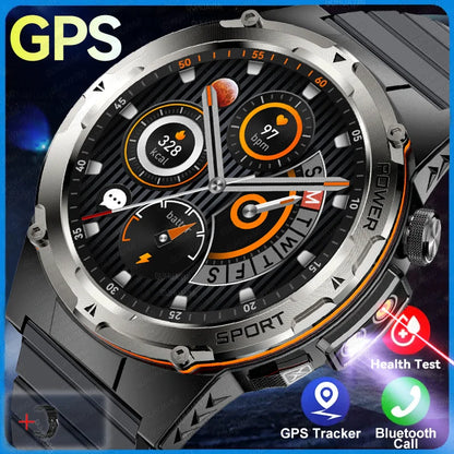 2024 New Military Smartwatch IP68 Waterproof outdoor Sports Fitness tracker health monitor BT call 365nm UV+ infrared