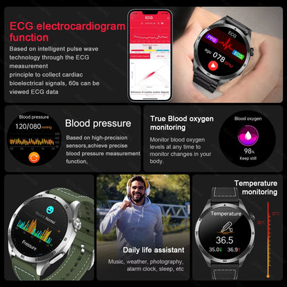 2025 New Nursing Grade Smart Watch ECG+PPG Blood Lipid Blood pressure Uric Acid HD Bluetooth Call Clock Health Smart Watch Men