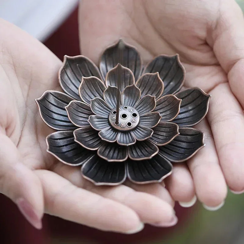 Backflow Incense Burner Stick Incense Holder Home Buddhism Decoration Coil Lotus Censer Bronze Air Vaporizer Home Decor Supplies