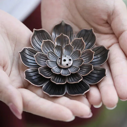 Backflow Incense Burner Stick Incense Holder Home Buddhism Decoration Coil Lotus Censer Bronze Air Vaporizer Home Decor Supplies