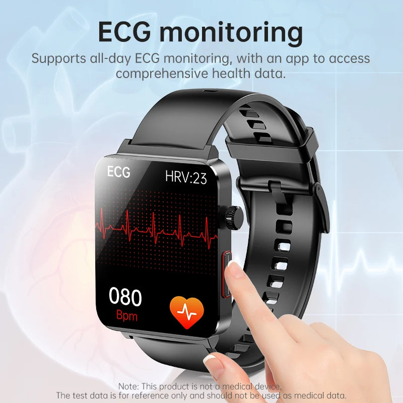 KS03 PRO Health Smart Watch For Men Women Bluetooth Calling Fitness Tracker Smartwatch E/C/G Test Outdoor 1.96" Large Screen SOS
