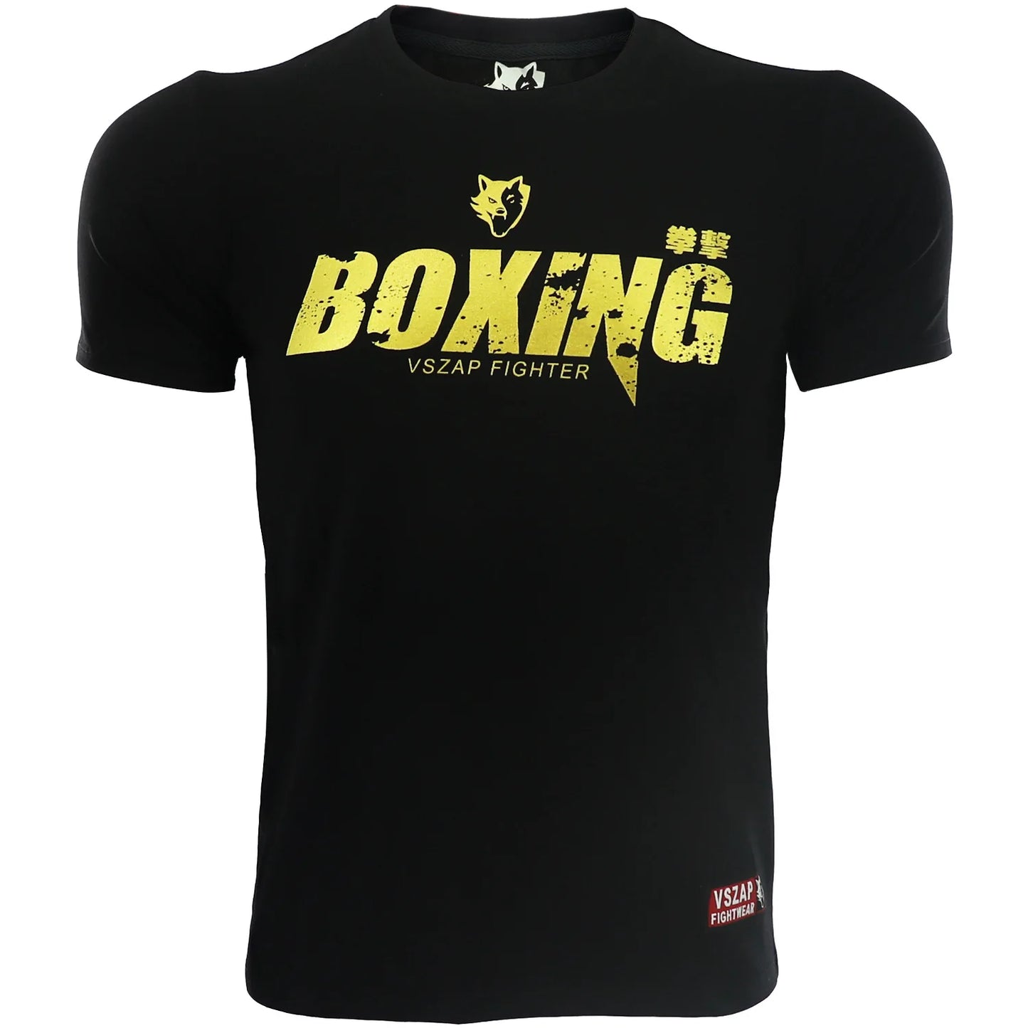 Vszap Muay Thai Comprehensive Fighting Boxing Golden Fitness T-shirt Men's Top Sports Casual Pure Cotton Stretch MMA Fight