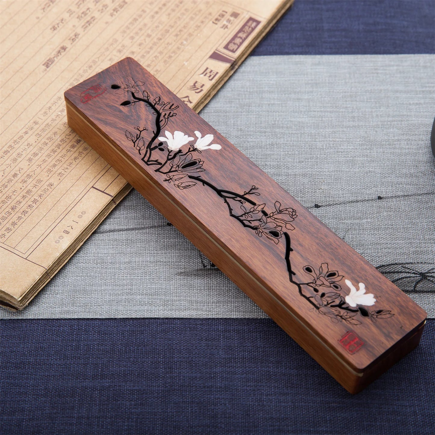 Wooden bed incense burner, cultural and creative Chinese style Zen ornaments, household incense sticks, solid wood creative