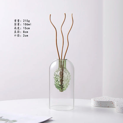 Double Glass Vase Hydroponic Plant Flower Arrangement Glass Empty Bottle Ornaments Simple Essential Oil Aromatherapy Bottle