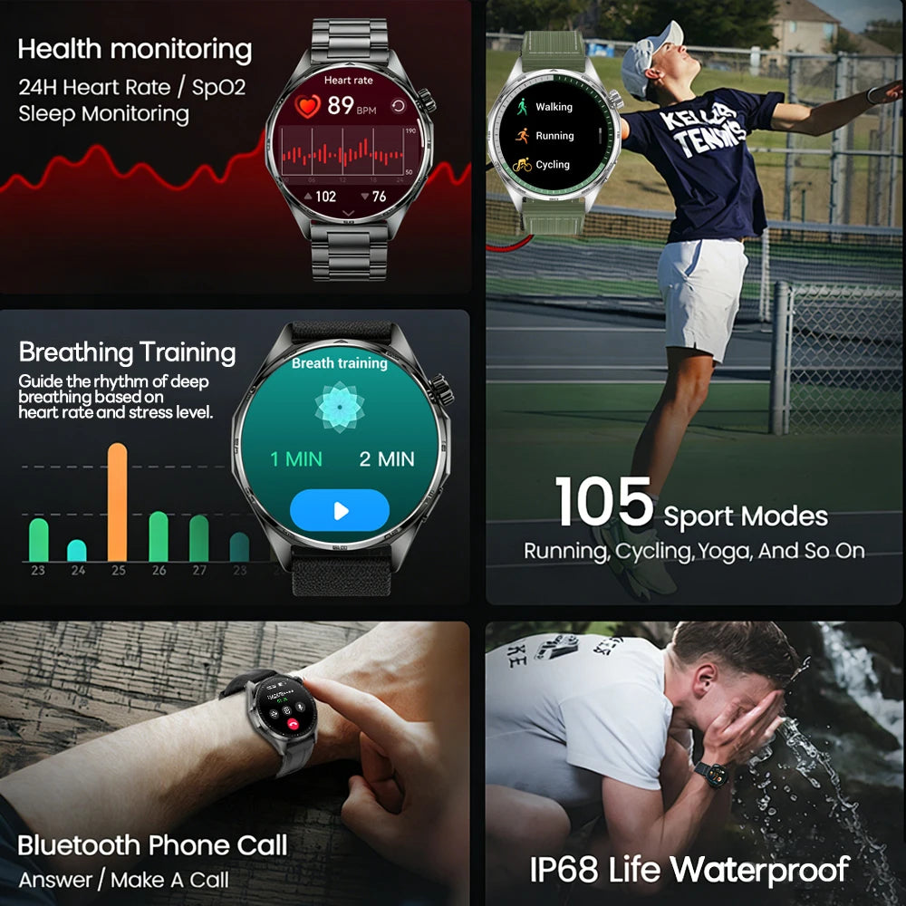 2026 New Watch 6 PRO Bluetooth Call Smart Watches Men GPS Tracking Sports Fitness IP68 Waterproof 1.53inch AMOLED Smartwatch