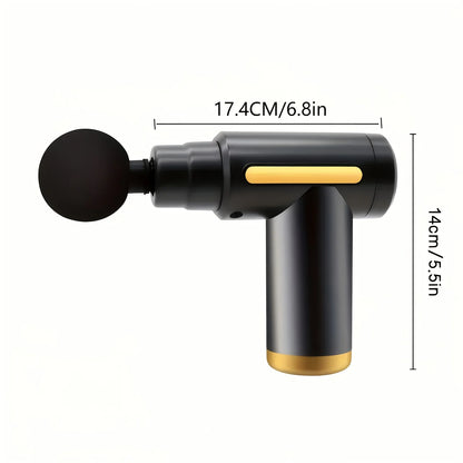 Fitness Hammer Compact Deep Tissue Massager -USB Rechargeable Fascia Gun Muscle Massage Device Featuring 4 Interchangeable Heads