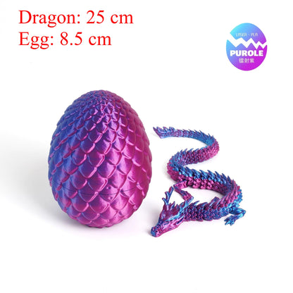 3D Printed Dragon Egg with Articulated Dragon Toy Flexible Chinese Dragon Model Figurine Home Desk Car Ornament Decor Gift