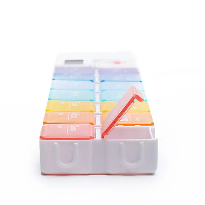 7 Day Pill Organizer 2 Times A Day Medicine Organizer with Timer Reminder Alarm Pill Box for Pills/Vitamin/Fish Oil/Supplements