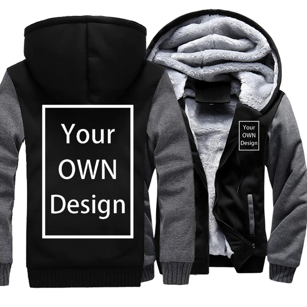 Your OWN Design Brand Logo/Picture Custom Men Women DIY Winter Thick Hoodies Sweatshirt Casual Hoody Clothes 24 Color Loose COAT