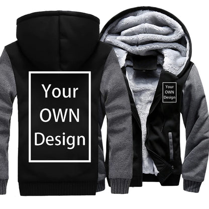 Your OWN Design Brand Logo/Picture Custom Men Women DIY Winter Thick Hoodies Sweatshirt Casual Hoody Clothes 24 Color Loose COAT