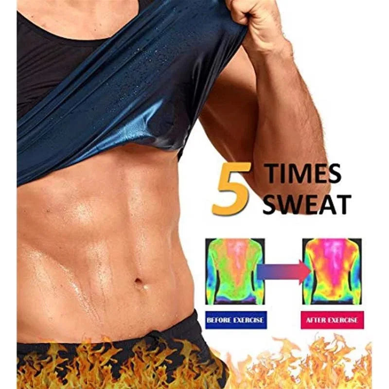 Compression Shirt Weight Loss Fat Burner Men Sauna Sweat Vest Waist Trainer Corset Zipper Workout Tank Top Slimming  Body Shaper
