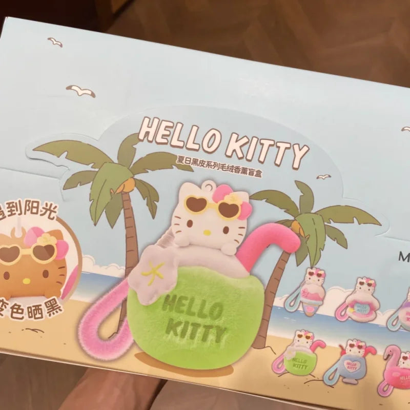 New Genuine Hello Kitty Summer Tan Skin Series Aromatherapy Pendant Blind Box Kawaii Hello Kitty Bag Pendant Mystery Box As Gift