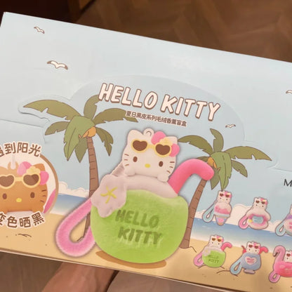 New Genuine Hello Kitty Summer Tan Skin Series Aromatherapy Pendant Blind Box Kawaii Hello Kitty Bag Pendant Mystery Box As Gift