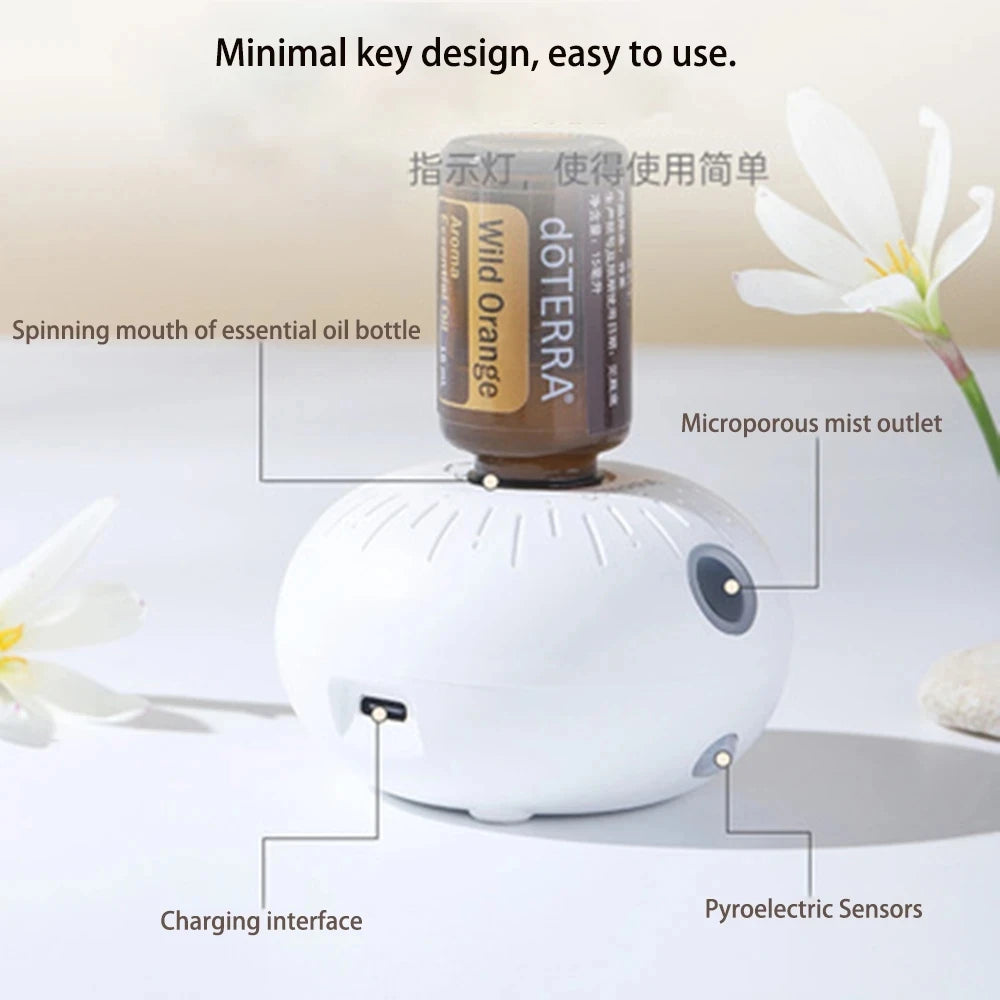 Mini Pure Oil Fragrance Diffuser Aromatherapy Machine Automatic Induction Portable Cute Aroma Diffuser USB For Bedroom Office
