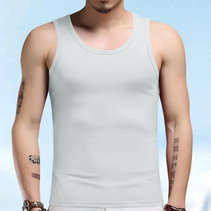 63% Cotton 24% Bamboo Fiber Tank Top Men Breathable Men's Summer Sleeveless T-shirt White Black Sports Fitness Tops Vest For Man