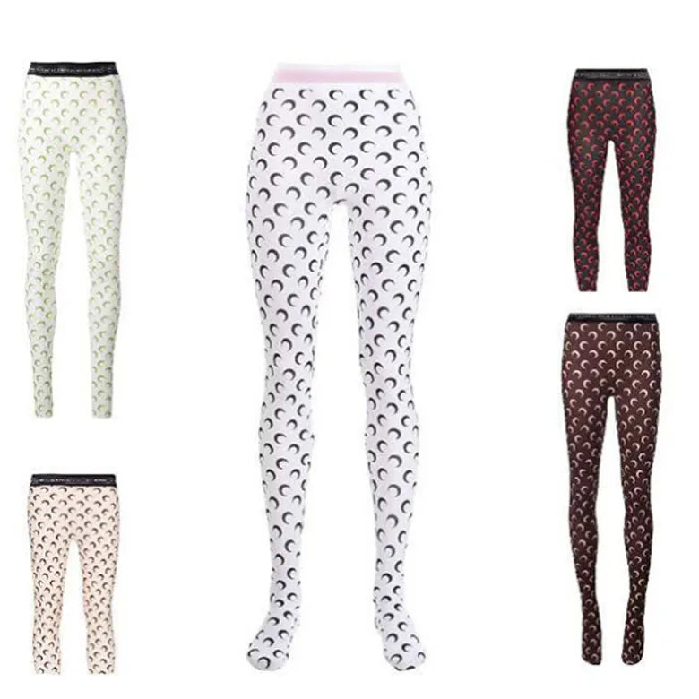Moon Print Sports Leggings Trousers Elastic Slimming Casual Wear Outdoor Indoor ular Long Pants Thin Material Fem