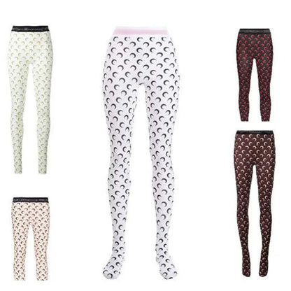 Moon Print Sports Leggings Trousers Elastic Slimming Casual Wear Outdoor Indoor ular Long Pants Thin Material Fem