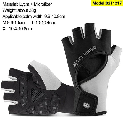 WEST BIKING Mountain Road Bike Gloves Half Finger Summer Cycling Equipment Anti-slip Shock SBR Bicycle Fitness Fingerless Mitten