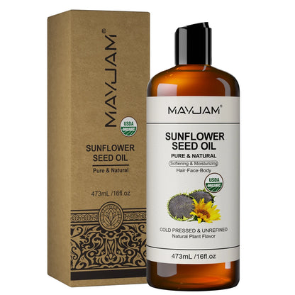 MAYJAM USDA Organic Jojoba Oil Moisturizing for Face, Hair, Skin & Nails Pure Natural Cold Pressed Grapeseed Sunflower Seed Oil