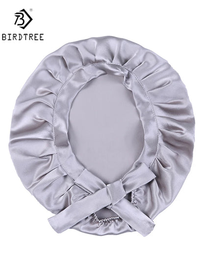 BirdTree 100% Real Silk Sleep Cap for Women, Hair Care Natural 19 Momme Silk Postpartum Hat, Night Bonnet with Tie T32101X