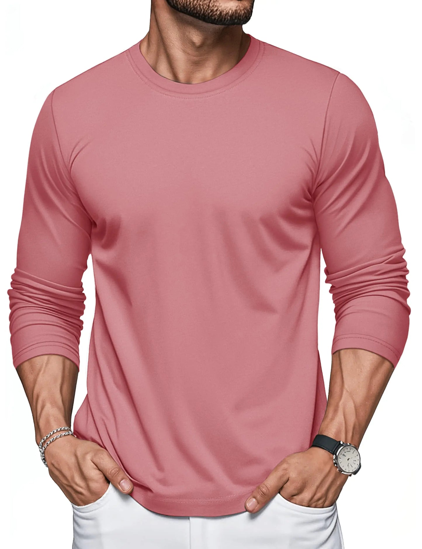MAGCOMSEN Men's Long Sleeve T-Shirt Cotton Crew Neck T-Shirt Casual Light Work Spring and Autumn Tops