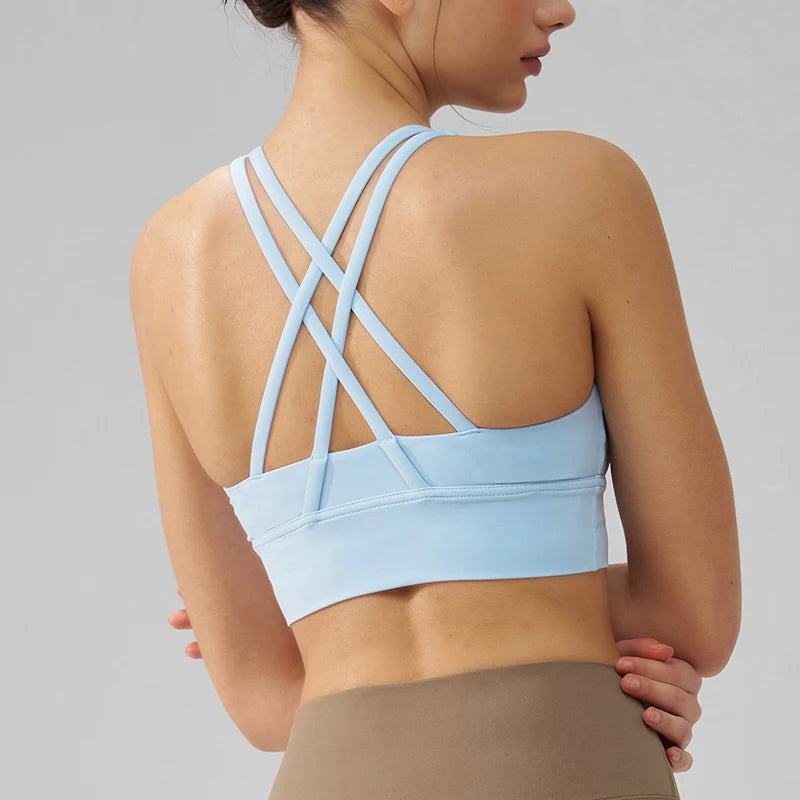 TRY TO BN Women Bra Yoga Sports Bralette Nylon Breathable Fitness Top Underwear Cross Sexy Back  Anti-Shake Gym Female Bras