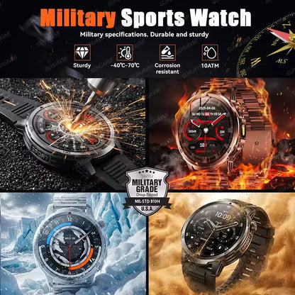 2026 New  Outdoor Adventure 1000mAh Large Battery  1.85"Smart Watch 10ATM Waterproof Voice Call Sports Men GPS Fitness Bracelet
