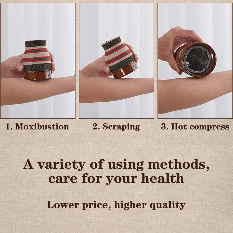 Moxa Therapy Warm Massager Clay Gua Sha Scraper Cup Ceramic Moxibustion Jar Muscle Relax Body Relaxation Natural Wild Wormwood