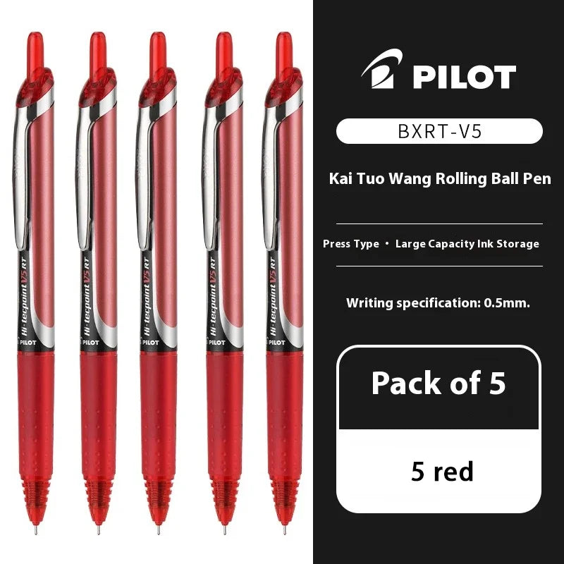 Japanese Pilot Gel Pen, BXRT-V5 0.5mm Metal Needle Tip Black Red Blue Ink,Premium Smooth&Precise for Signing,Exams,Journaling