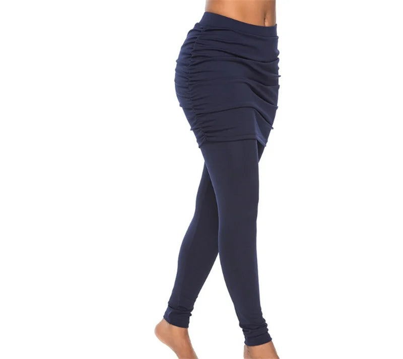 Pack hip side pleated skirt fake two-piece leggings women culottes leggings