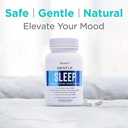 Bcuelov Natural Sleep Support Capsules - Non-Habit-Forming, Melatonin + GABA + Ashwagandha for Deeper Sleep & Relaxation