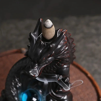 Dragon Incense Holder Ceramic Dragon Smoke Waterfall Backflow Incense Burner Censer Home Decor Home Perfume Dragons for New Year