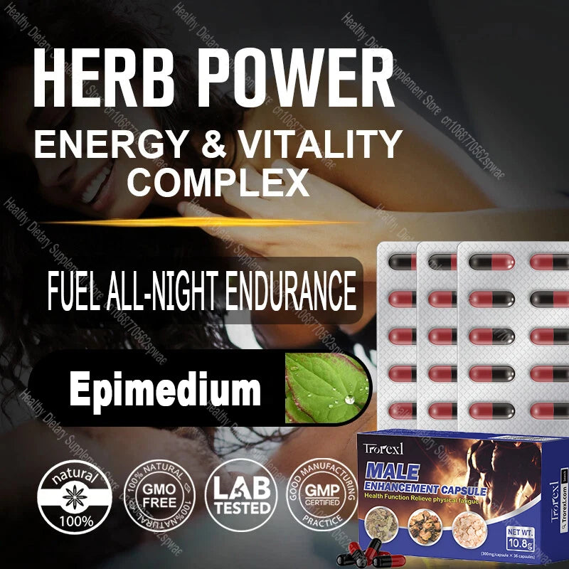 Epimedium Herbal Capsules for Mens, Natural Energy Male Enhancing Supplements, Strength & Performance