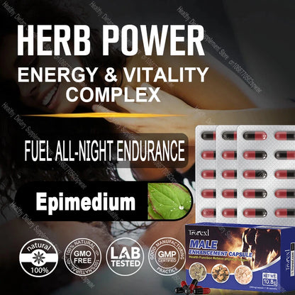 Epimedium Herbal Capsules for Mens, Natural Energy Male Enhancing Supplements, Strength & Performance