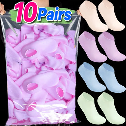 1/5/10Pairs Silicone Moisturizing Foot Socks Spa Tools Reusable Gel Stocking Protective Cover Anti Cracking Dead Skin Foot Care