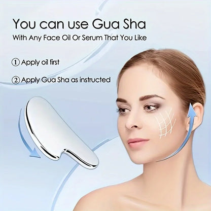 Premium Stainless Steel Facial Scraper - Lymphatic Drainage Face Tension, and Relaxation, Durable Metal Tool for Face and Body,