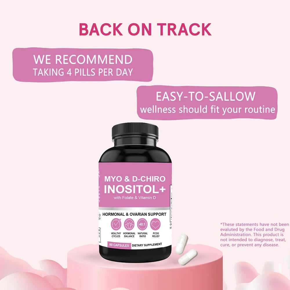 Myo-Inositol & D-Chiro Inositol Supplement for Women | Fertility Supplements for Hormonal Balance & Ovarian Health Support, 60 C