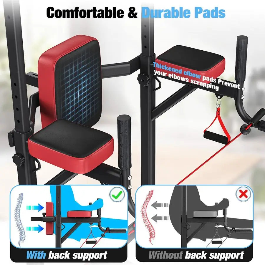 Power Tower Pull Up Bar Station, 450LBS Stable Power Tower Training HeavyDuty Fitness Equipment for Home Gym