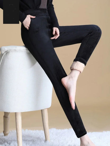 Thicken Velvet Pencil Pants Winter Women Down Cotton Warm Big Size 5xl Slim Pantalones High Waist Ankle-length Leggings Spodnie