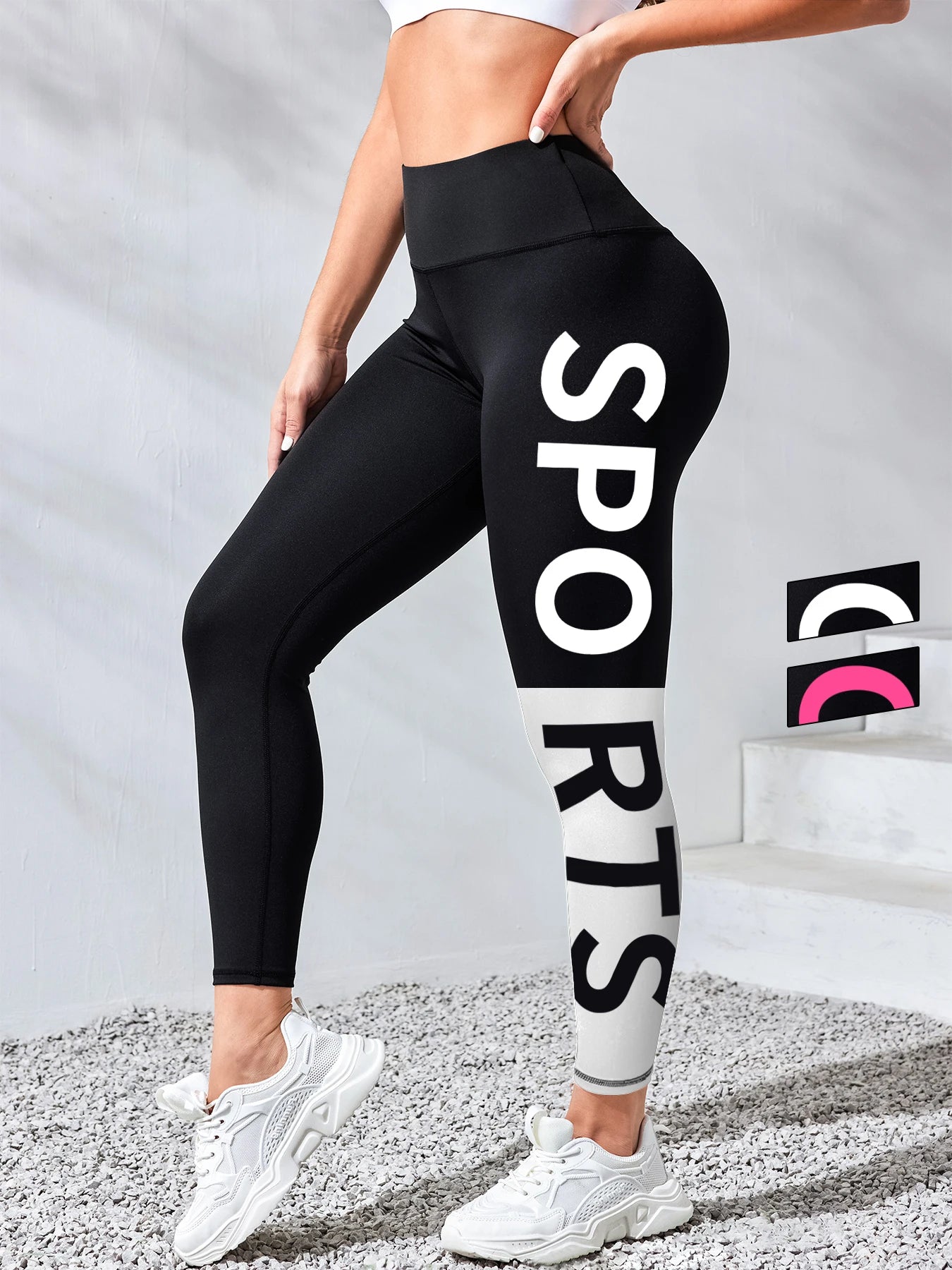 Women's SPORT Letter Print Yoga Pants High-Waisted Workout Leggings for Gym, Running & Outdoor Sports