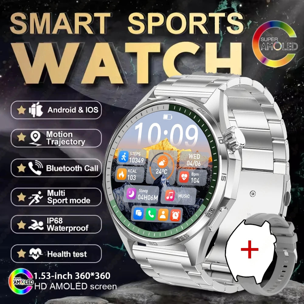 2026 New Watch 6 PRO Bluetooth Call Smart Watches Men GPS Tracking Sports Fitness IP68 Waterproof 1.53inch AMOLED Smartwatch