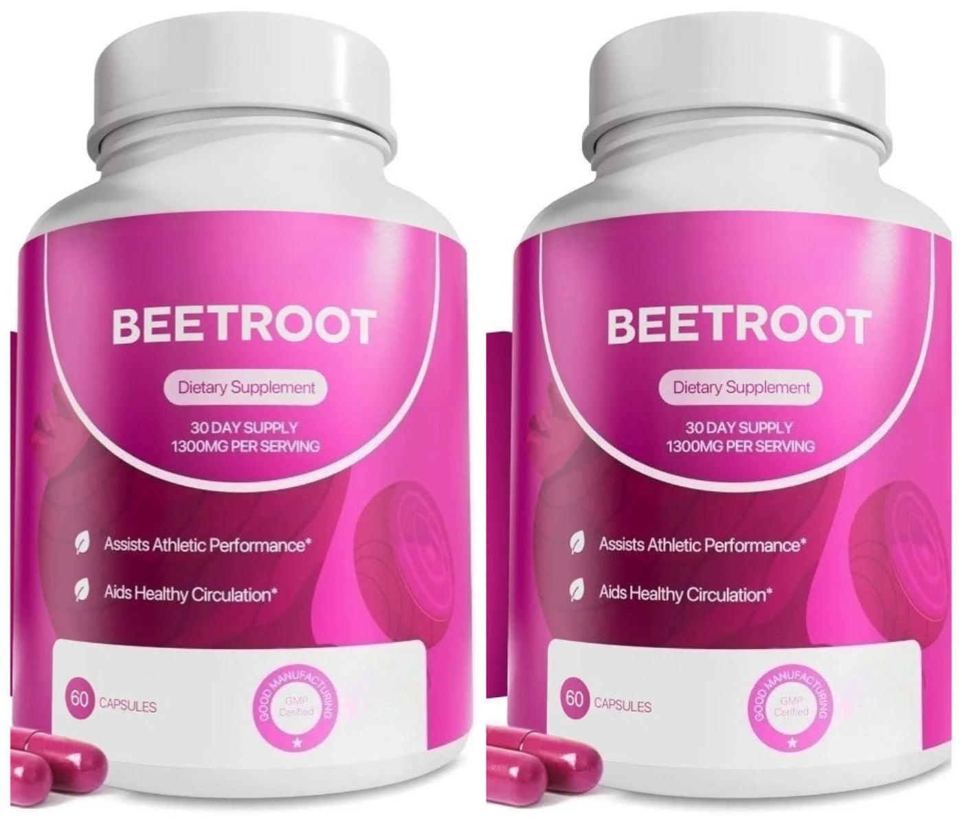 Organic Beet Root Capsules 1300mg Natural Beetroot Powder Supplement for Circulation Energy Support 60 Capsules