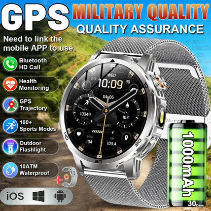 2026 New outdoor Smart watch Men 1.85 Inch AMOLED On Display 1000mAh Battery BT Call Heart Rate SpO2 Fitness Tracker Wristband