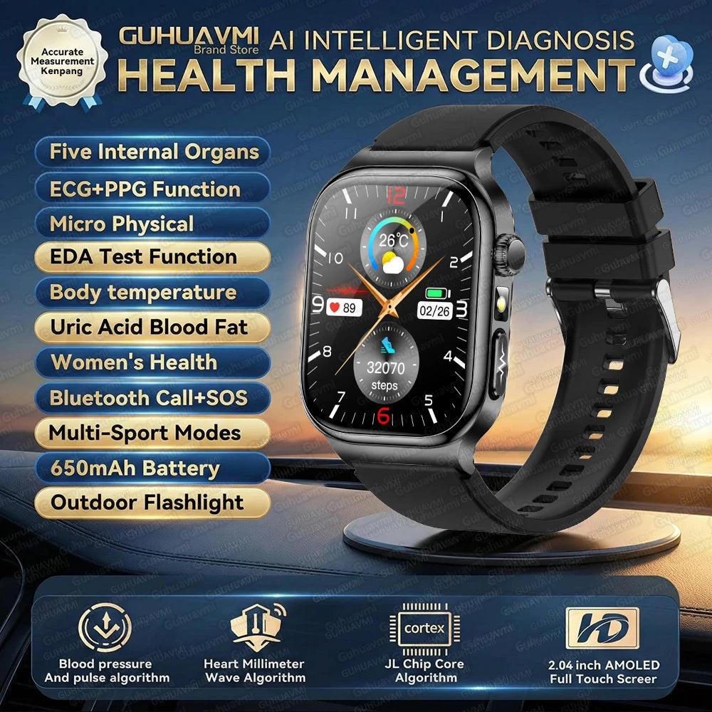 New Blood Lipids Uric Acid Blood pressure Smart Watch Men ECG+PPG Fitness Tracker Clock Heart Rate Bluetooth call Smart watches