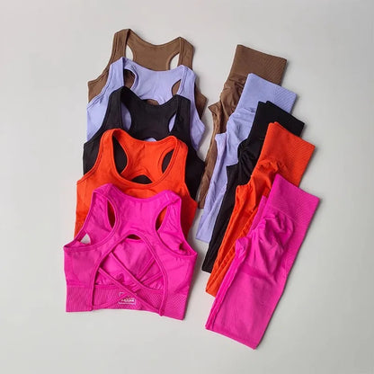 Women's yoga exercise set, cross belt backless sports bra paired with hip lifting and high waist yoga fitness pants