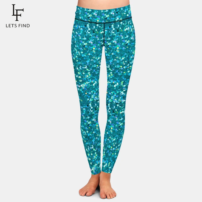 LETSFIND New Arrival Women Leggings High Waist Sexy Women Pants 3D Red Glitter Texture Print Fitness Slim Girls Stretch Leggings