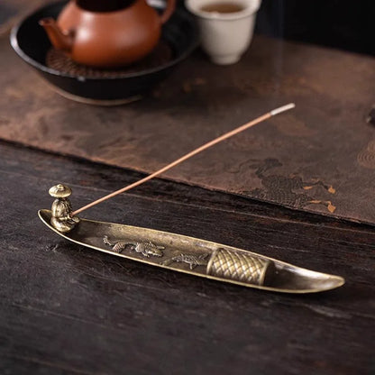 Creative Incense Holder Boat Fishing Men Insence Burner Japanese Style Incense Stick Burners Aromatherapy Ornament Home Decor