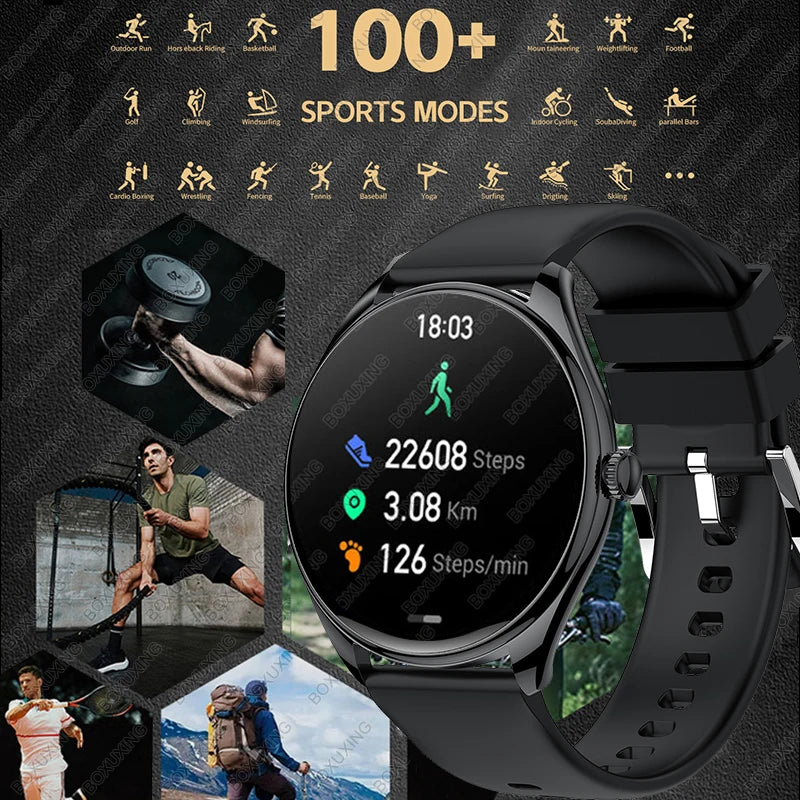 New Ultra Thin SmartWatch Men AMOLED 3D Screen Always Show Time Sports Fitness Waterproof Heart Rate Bluetooth Call Smartwatches