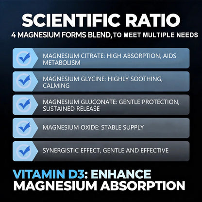 Magnesium Complex 710MG Capsules - 8 Chelated Forms + B/C/E Vitamins, Sleep Stress Relief, Bone Muscle Heart Health, Non-GMO